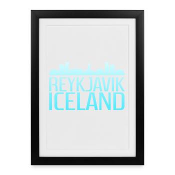 Conception de la ligne d’horizon glacée de Reykjavik - Affiche encadrée (27 × 37 cm) - noir - Devant