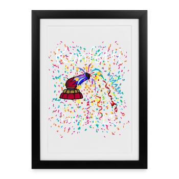 Konfetti für alle - Fasching, Kölle alaaf - Gerahmtes Poster (27 × 37 cm) - Schwarz - Vorne
