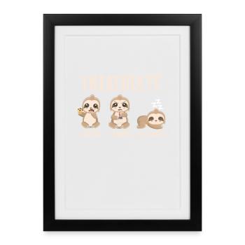 Gaming Sloth Eating Gaming Sleeping - Affiche encadrée (27 × 37 cm) - noir - Devant