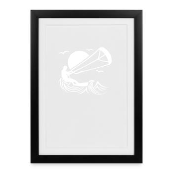 Idée cadeau kitesurfeur - Affiche encadrée (27 × 37 cm) - noir - Devant
