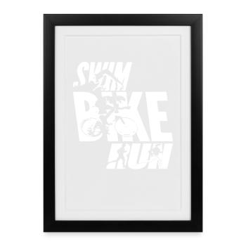 Swim Bike Run - Affiche encadrée (27 × 37 cm) - noir - Devant