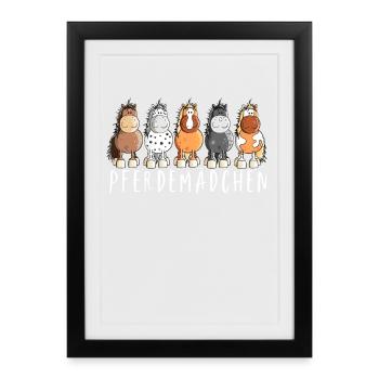 Pferdemädchen I Pferde Comic - Gerahmtes Poster (27 × 37 cm) - Schwarz - Vorne