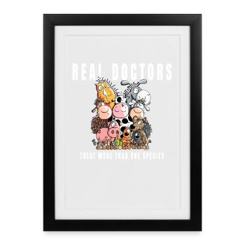 Veterinarian Real Doctors Treat More Than One Species - Framed poster (27 × 37 cm) - black - Front
