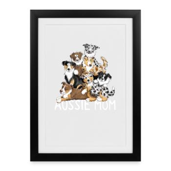 Australian Shepherd Maman - Affiche encadrée (27 × 37 cm) - noir - Devant