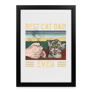 Meilleur chat papa jamais Meilleur chat papa père chaton - Affiche encadrée (27 × 37 cm) - noir - Devant