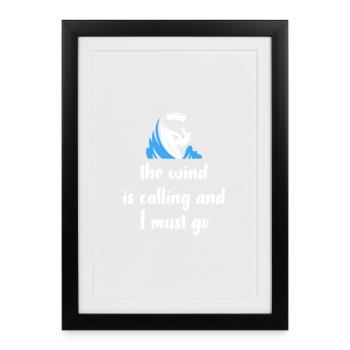 Le vent s’appelle, et je dois y aller - Kitesurfing - Affiche encadrée (27 × 37 cm) - noir - Devant
