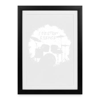 Tambour Batteur - Affiche encadrée (27 × 37 cm) - noir - Devant
