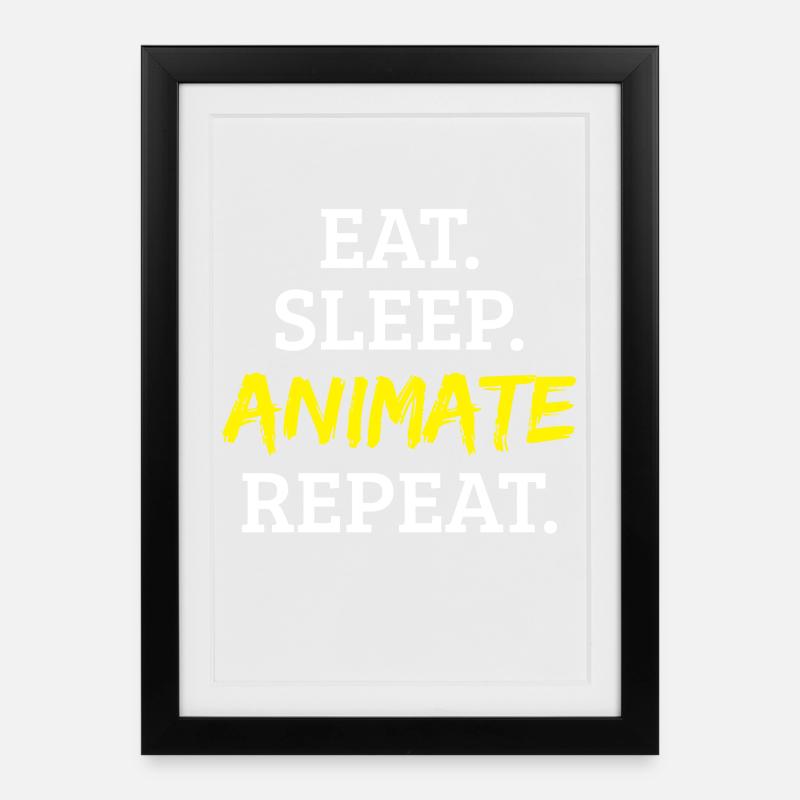 Animation Animieren - Gerahmtes Poster (27 × 37 cm) - Schwarz