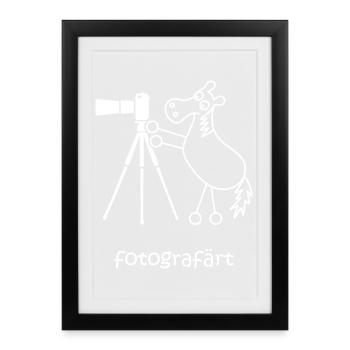fotografärt, färt, Pferd fotografiert, Kamera - Gerahmtes Poster (27 × 37 cm) - Schwarz - Vorne