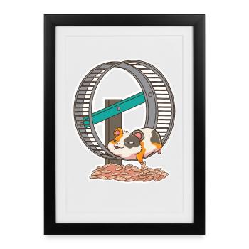 Roue de hamster Hamster Gold Hamster - Affiche encadrée (27 × 37 cm) - noir - Devant