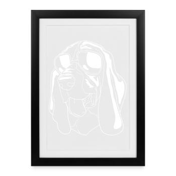 Basset Hound - Framed poster (27 × 37 cm) - black - Front