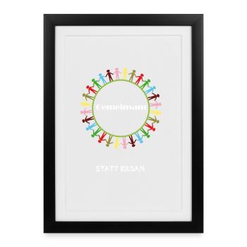 Gemeinsam Kreis der Vielfalt - Gerahmtes Poster (27 × 37 cm) - Schwarz - Vorne