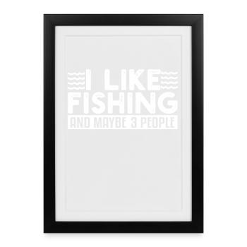 Pêcheurs à la ligne - Affiche encadrée (27 × 37 cm) - noir - Devant