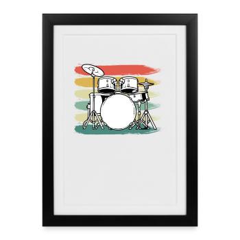 Batterie Batteur - Affiche encadrée (27 × 37 cm) - noir - Devant