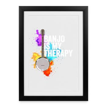 Banjo - Banjo est ma thérapie - Affiche encadrée (27 × 37 cm) - noir - Devant