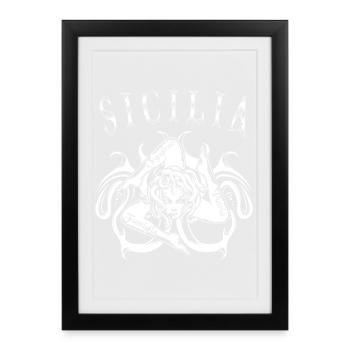 Sicilia Trinacria Italy home family gift - Framed poster (27 × 37 cm) - black - Front
