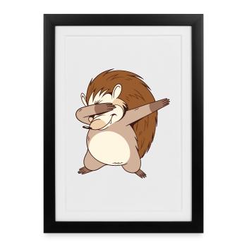 Humour drôle d’animaux sur le hérisson - Affiche encadrée (27 × 37 cm) - noir - Devant