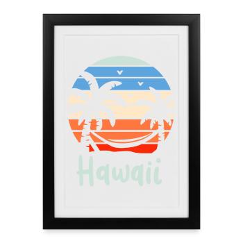 Hawaï Rétro - Affiche encadrée (27 × 37 cm) - noir - Devant