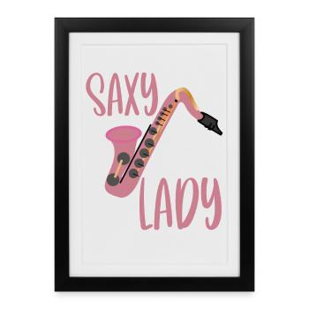 Saxophone Saxophoniste Saxophone Saxy Lady - Affiche encadrée (27 × 37 cm) - noir - Devant