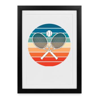 Tennis Crossed Tennis Racquets Retro - Framed poster (27 × 37 cm) - black - Front