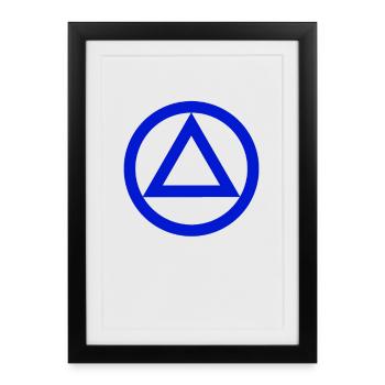 Logo symbole alcoolique anonyme AA NA anti alcool - Affiche encadrée (27 × 37 cm) - noir - Devant
