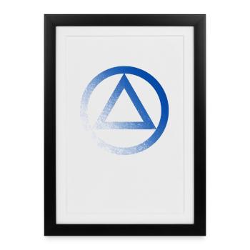 Logo symbole alcoolique anonyme AA NA anti alcool - Affiche encadrée (27 × 37 cm) - noir - Devant
