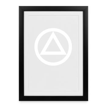 Logo symbole alcoolique anonyme AA NA anti alcool - Affiche encadrée (27 × 37 cm) - noir - Devant