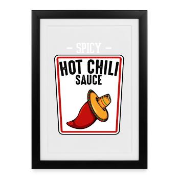 Illustration de sauce pimentée épicée - Affiche encadrée (27 × 37 cm) - noir - Devant