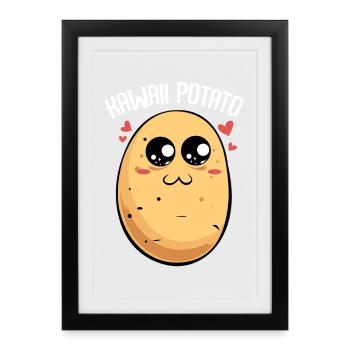 Cœurs de Patate Kawaii - Affiche encadrée (27 × 37 cm) - noir - Devant