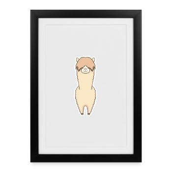 Llama - Gerahmtes Poster (27 × 37 cm) - Schwarz - Vorne