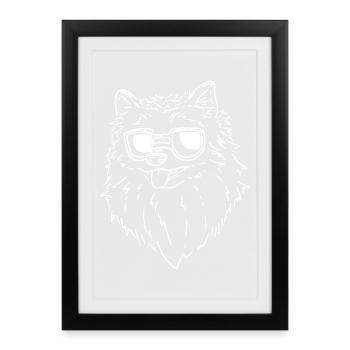 Poméranien - Affiche encadrée (27 × 37 cm) - noir - Devant