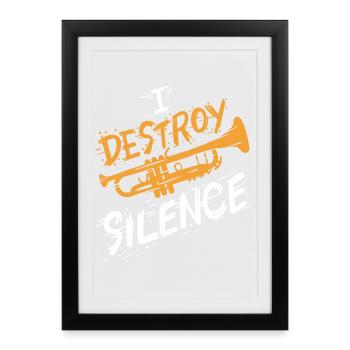 Trompette Trompettiste - Affiche encadrée (27 × 37 cm) - noir - Devant