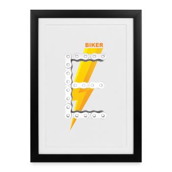 E-Biker Shirt cadeau symbole logo - Affiche encadrée (27 × 37 cm) - noir - Devant