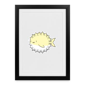 Poisson-globe - Affiche encadrée (27 × 37 cm) - noir - Devant