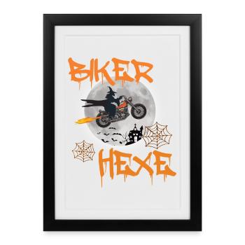 Biker sorcières voler moto vélo chopper - Affiche encadrée (27 × 37 cm) - noir - Devant