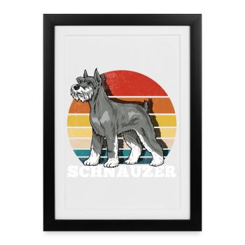 Schnauzer Retro - Gerahmtes Poster (27 × 37 cm) - Schwarz - Vorne