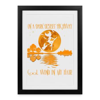 sur une route du désert sombre sorcière drôle halloween - Affiche encadrée (27 × 37 cm) - noir - Devant