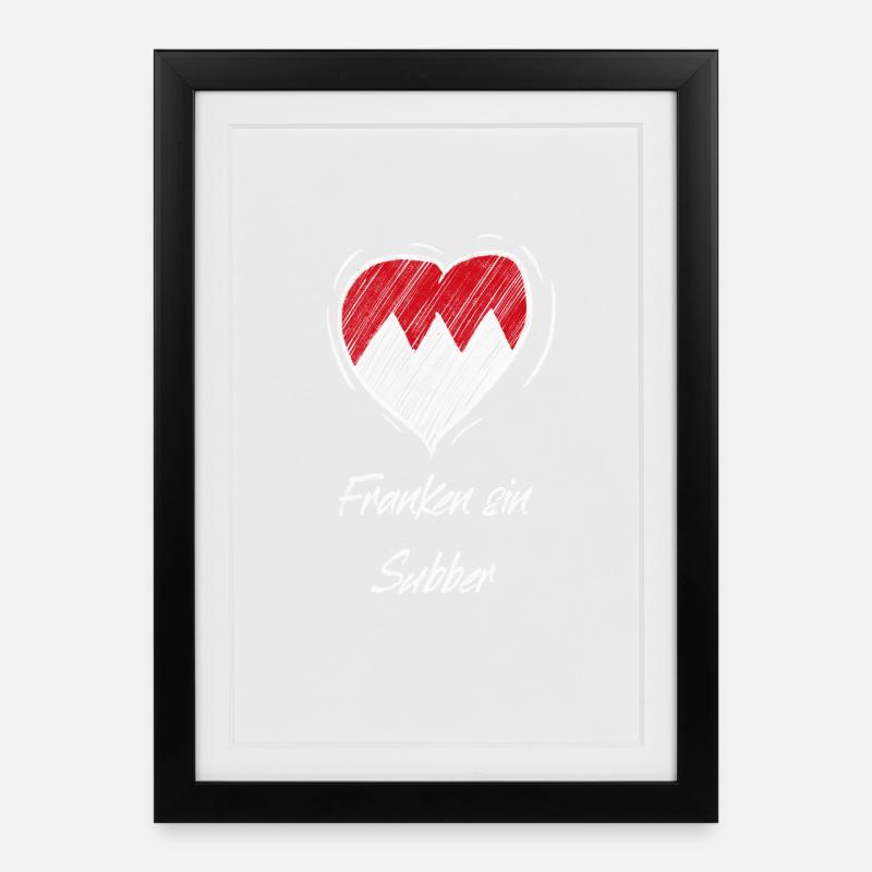Franken Sin Subber Herz Love Frankenwappen - Gerahmtes Poster (27 × 37 cm) - Schwarz
