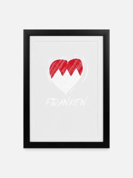 FRANKEN Frankenwappen Love wappen - Gerahmtes Poster (27 × 37 cm) - Schwarz