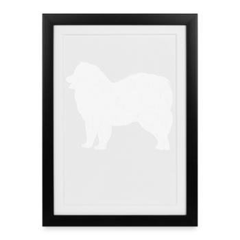 Samoyed Samoyed propriétaire de chien - Affiche encadrée (27 × 37 cm) - noir - Devant
