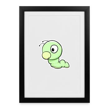 Dessin animé du Ver Vert - Affiche encadrée (27 × 37 cm) - noir - Devant