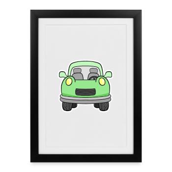 Cheerful green wagon front view - Framed poster (27 × 37 cm) - black - Front
