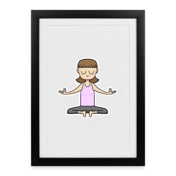Meditation Cartoon - Framed poster (27 × 37 cm) - black - Front