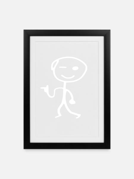 Hipster Strichmännchen - Gerahmtes Poster (27 × 37 cm) - Schwarz