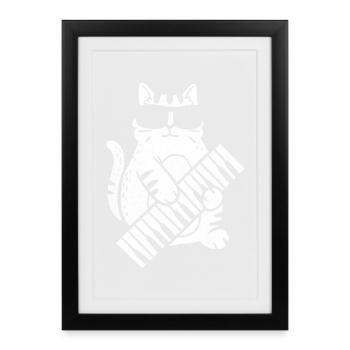 Piano Chat Piano Piano - Affiche encadrée (27 × 37 cm) - noir - Devant
