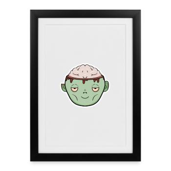 Zombie Hirn im Becher - Gerahmtes Poster (27 × 37 cm) - Schwarz - Vorne