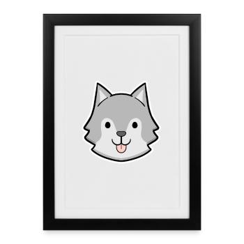 Happy Husky Head Sticker - Framed poster (27 × 37 cm) - black - Front