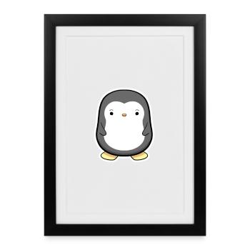 Kleiner Pinguin Cartoon Sticker - Gerahmtes Poster (27 × 37 cm) - Schwarz - Vorne