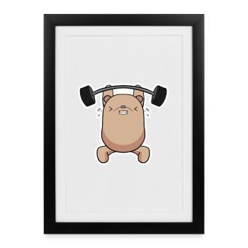 Athlète Kraft Bear - Affiche encadrée (27 × 37 cm) - noir - Devant