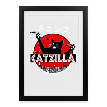 Catzilla Chat - Affiche encadrée (27 × 37 cm) - noir - Devant